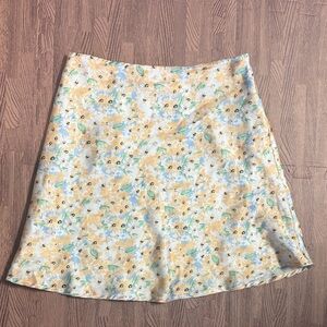 PRINCESS POLLY FLORAL YELLOW AND BLUE SILK SKIRT SIZE US 2